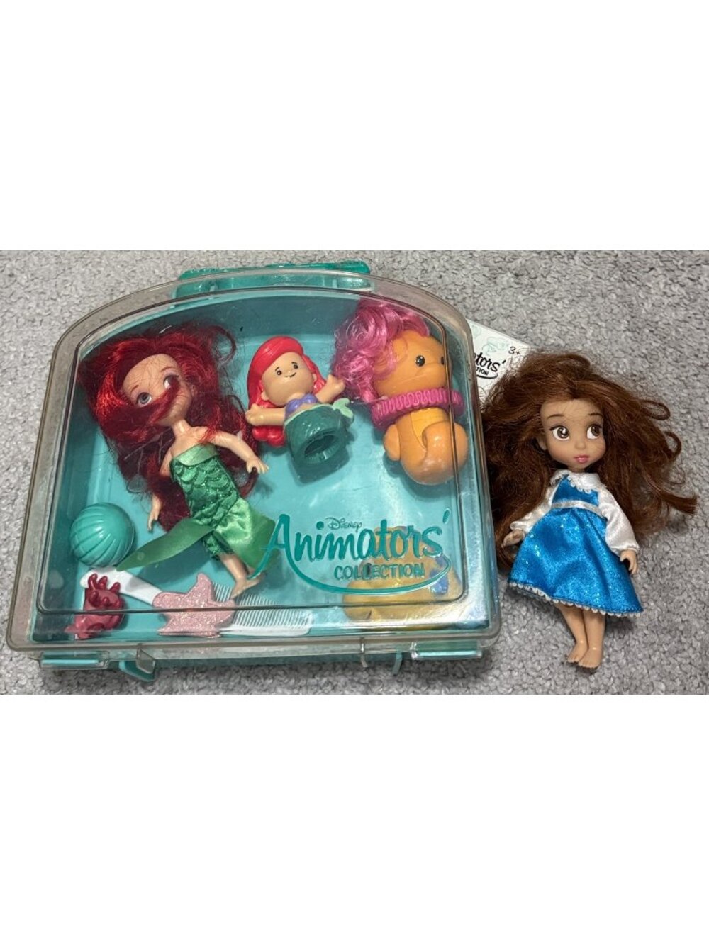 DISNEY Store ANIMATORS COLLECTION 5" MINI DOLL PLAY SET ARIEL MERMAID + Extras